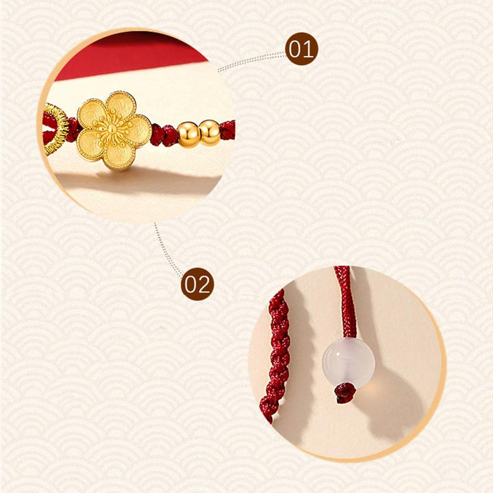 Buddha Stones Handgefertigtes Glücksarmband aus 925er-Sterlingsilber, Kirschblüten, Sakura-Chalcedon - image 6