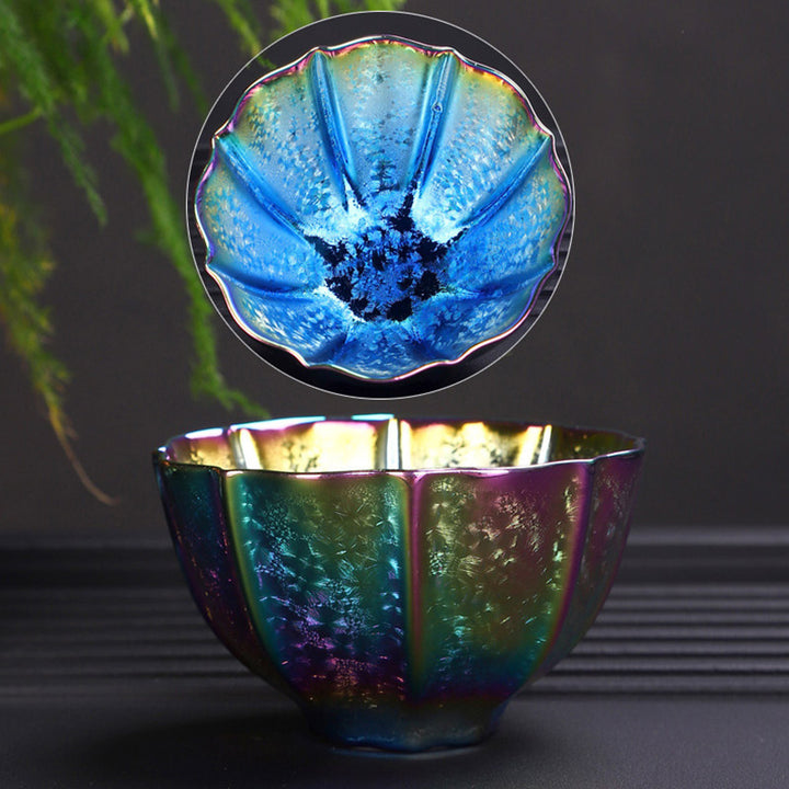 Buddha Stones, Regenbogenfarben, Jianzhan-Keramik-Teetasse, Kung-Fu-Teetasse, Schüssel - Bunter blauer Becher 8,5 cm x 5 cm x 100 ml - image 8