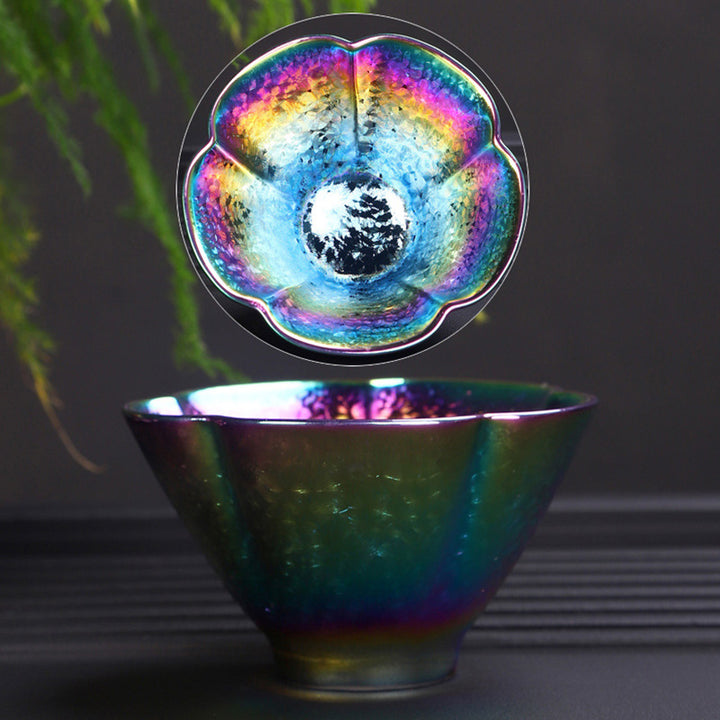 Buddha Stones, Regenbogenfarben, Jianzhan-Keramik-Teetasse, Kung-Fu-Teetasse, Schüssel - Bunter fünfeckiger Becher 8,8 cm × 5 cm × 80 ml - image 9