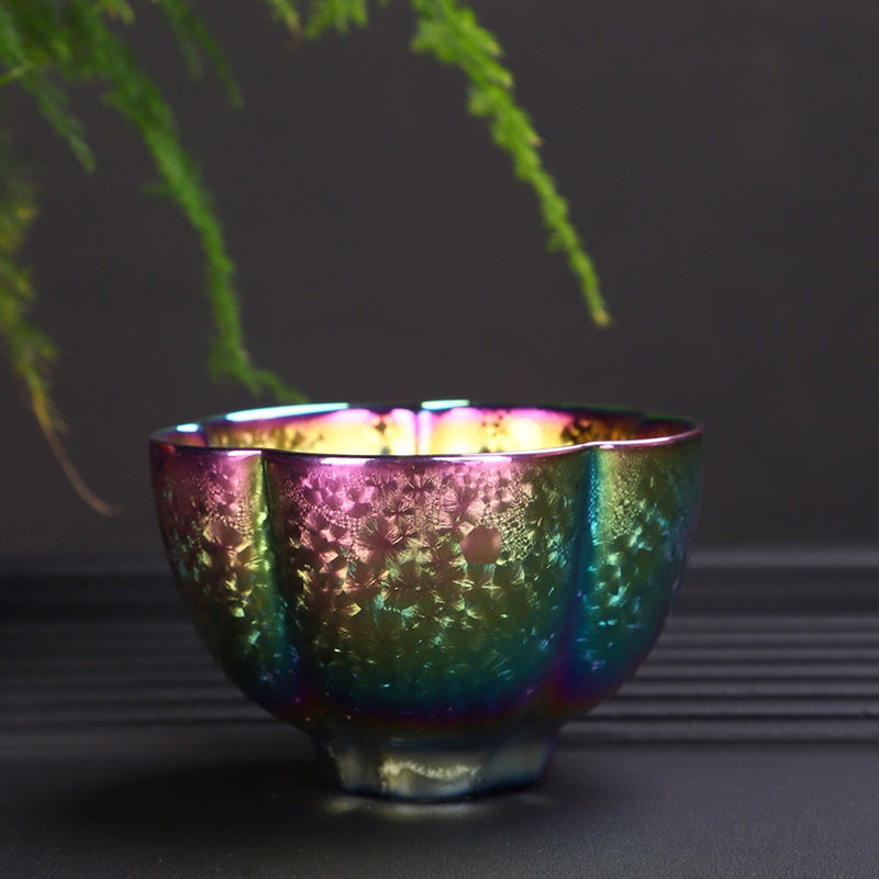 Buddha Stones, Regenbogenfarben, Jianzhan-Keramik-Teetasse, Kung-Fu-Teetasse, Schüssel - Bunter Blütenbecher 8 cm x 5 cm x 80 ml - image 10