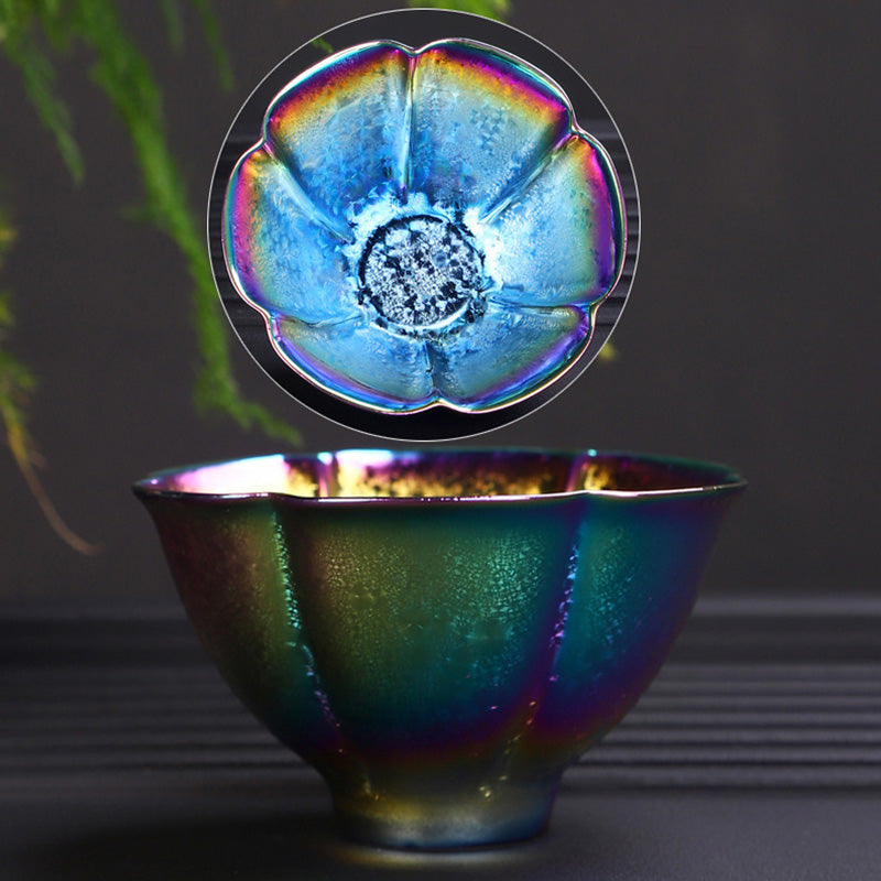 Buddha Stones, Regenbogenfarben, Jianzhan-Keramik-Teetasse, Kung-Fu-Teetasse, Schüssel - Bunter sechseckiger Becher 8,5 cm × 4,7 cm × 70 ml - image 11