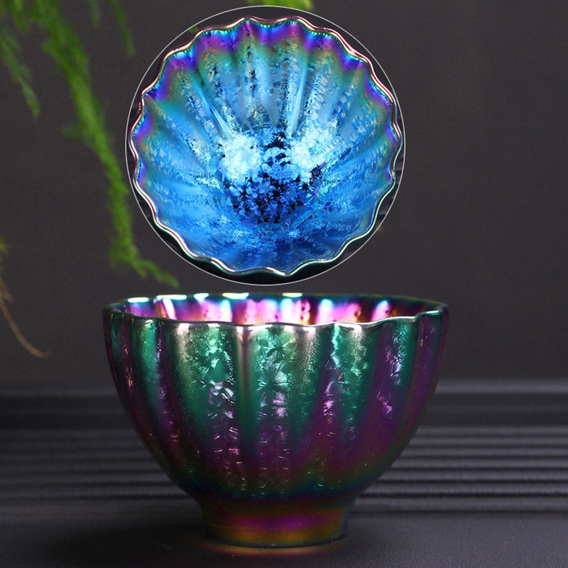 Buddha Stones, Regenbogenfarben, Jianzhan-Keramik-Teetasse, Kung-Fu-Teetasse, Schüssel - Bunte Tasse im Lotus-Design, 7,5 cm x 4,8 cm x 70 ml - image 12