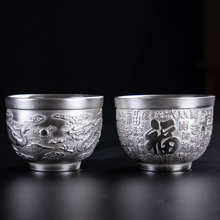 Buddha Stones Fu Charakter Drache Phoenix Pferd Koi Fisch Keramik Teetasse Kung Fu Teetasse