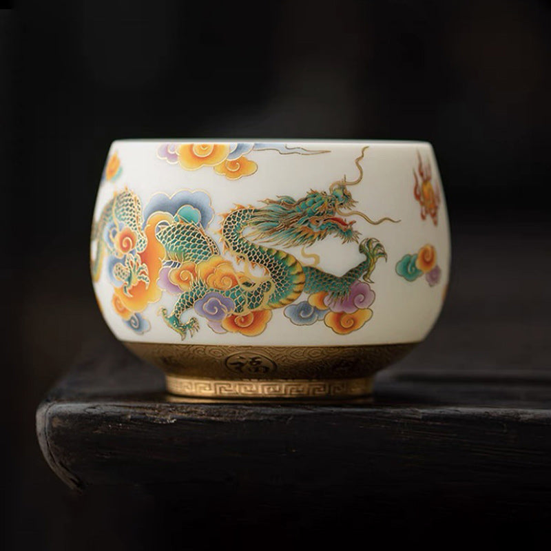Buddha Stones, Drache, Phönix, verheißungsvolle Wolken, Keramik-Teetasse, Kung-Fu-Teetasse - Groß 8,6 cm * 6 cm * 170 ml - image 7