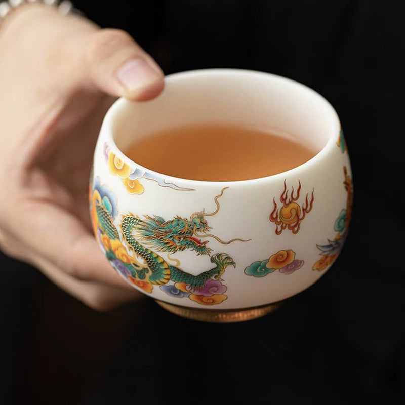 Buddha Stones, Drache, Phönix, verheißungsvolle Wolken, Keramik-Teetasse, Kung-Fu-Teetasse - image 2