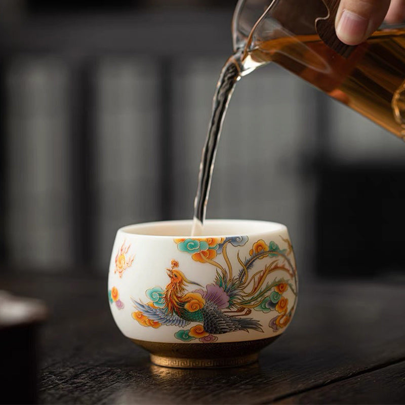 Buddha Stones, Drache, Phönix, verheißungsvolle Wolken, Keramik-Teetasse, Kung-Fu-Teetasse - image 9