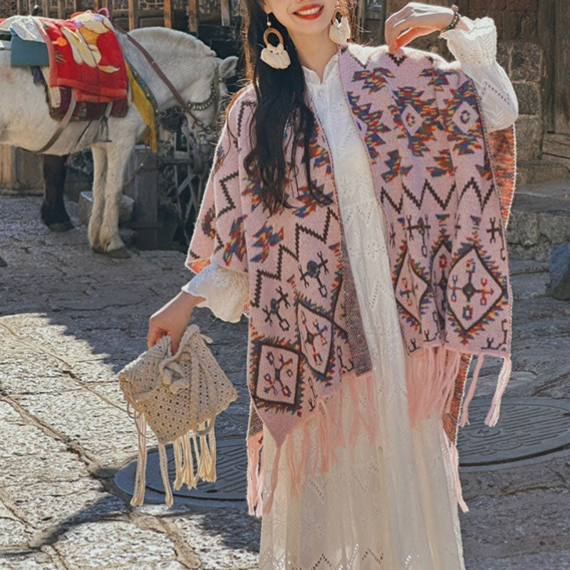 Tibetischer Schal mit Buddha Stonesn, gestreift, Geometrie-Muster, Winter, gemütlich, für Reisen, gestrickter Schal - image 9