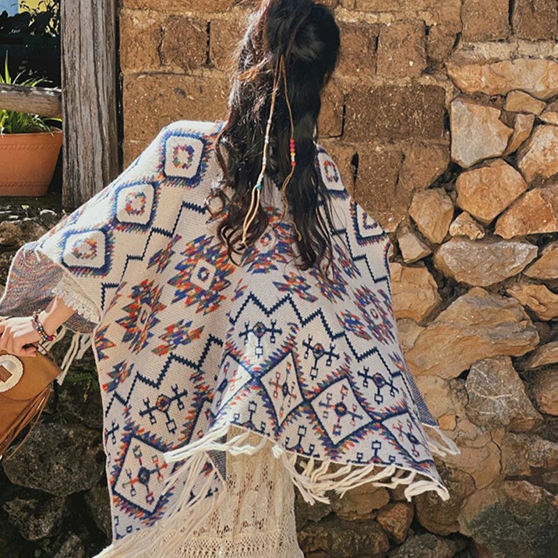 Tibetischer Schal mit Buddha Stonesn, gestreift, Geometrie-Muster, Winter, gemütlich, für Reisen, gestrickter Schal - image 5