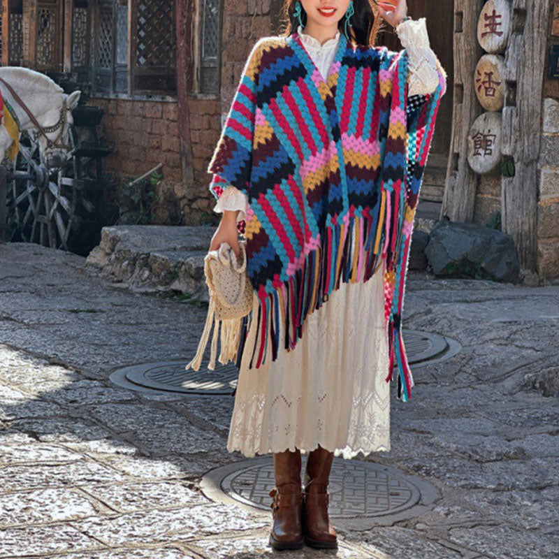 Tibetischer Schal mit Buddha Stonesn, Bonbonfarben, geflochtenes Muster, Winter, gemütlich, für Reisen, gestrickt, mit Quasten - image 8