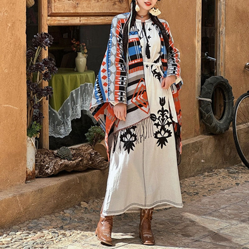 Tibetischer Schal mit Buddha Stonesn, gestreift, geometrisches Muster, für den Winter, gemütlich, für Reisen, mit Quasten - image 5