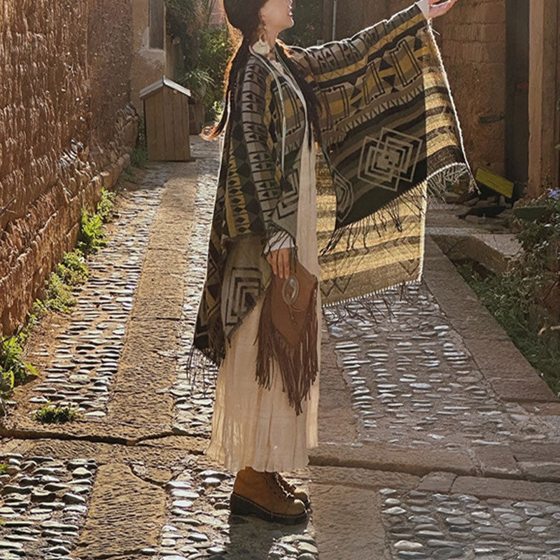 Tibetischer Schal mit Buddha Stonesn, gestreift, geometrisches Muster, für den Winter, gemütlich, für Reisen, mit Quasten - image 11