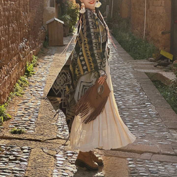 Tibetischer Schal mit Buddha Stonesn, gestreift, geometrisches Muster, für den Winter, gemütlich, für Reisen, mit Quasten - image 10