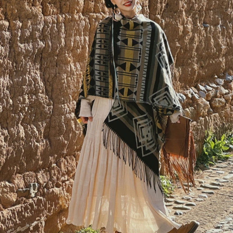 Tibetischer Schal mit Buddha Stonesn, gestreift, geometrisches Muster, für den Winter, gemütlich, für Reisen, mit Quasten - image 8