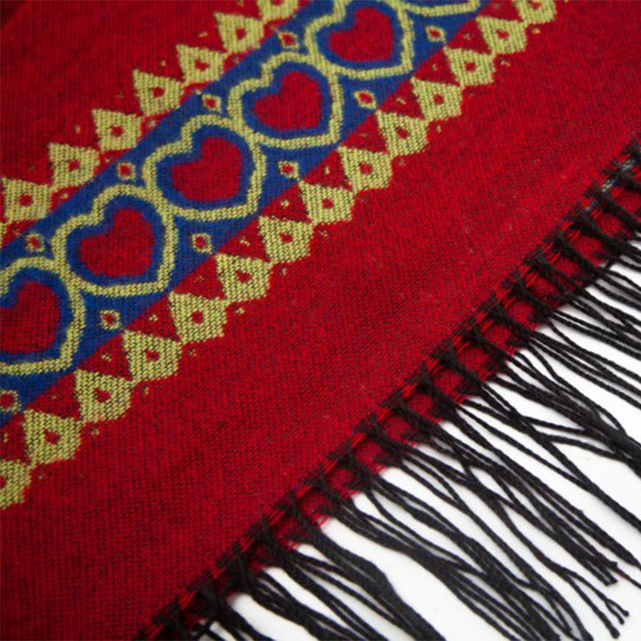 Tibetischer Schal mit Buddha Stonesn, rot, Liebesherz, Quaste, Kapuzenumhang, Winter, gemütlicher Reiseschal - image 20