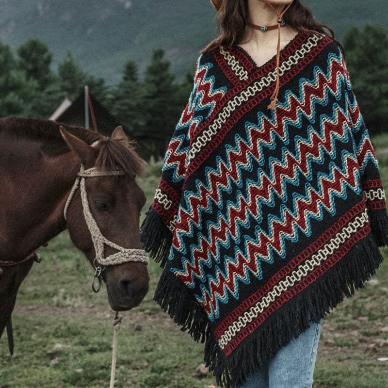 Tibetischer Schal mit Buddha Stonesn, gestreift, gestrickt, mit Quasten, Pullover, Winter, gemütlich, Reiseschal, Wickeltuch - image 5