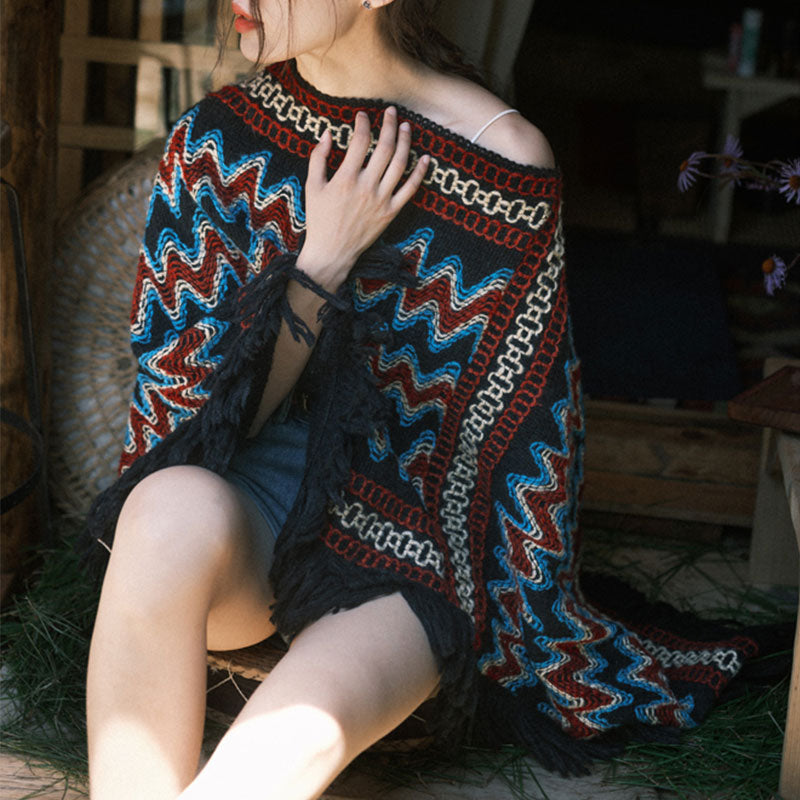 Tibetischer Schal mit Buddha Stonesn, gestreift, gestrickt, mit Quasten, Pullover, Winter, gemütlich, Reiseschal, Wickeltuch - image 8