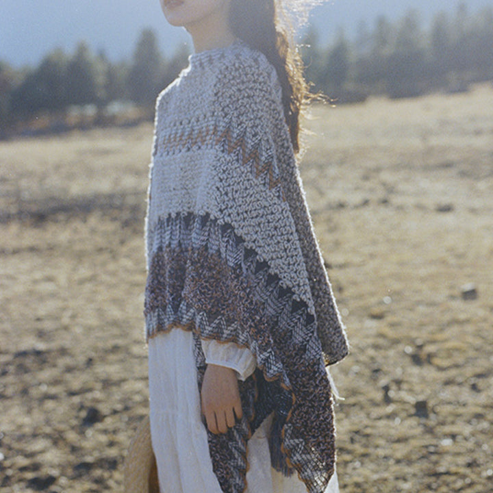 Tibetischer Schal mit Buddha Stonesn, grau-braun gestreift, gestrickte Quasten, gemütlicher Winter-Reiseschal - image 6