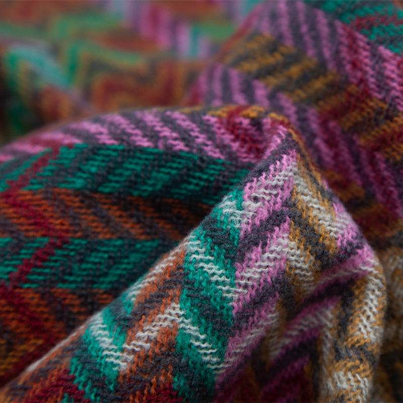 Tibetischer Schal mit Buddha Stonesn, bunte Wellenlinie, Quasten, gemütlicher Winter-Reiseschal - image 22