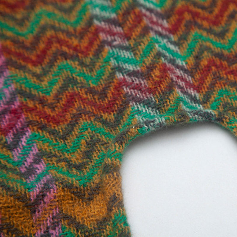 Tibetischer Schal mit Buddha Stonesn, bunte Wellenlinie, Quasten, gemütlicher Winter-Reiseschal - image 20