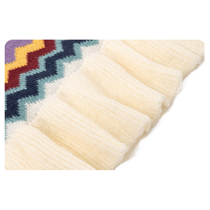 Tibetischer Schal mit Buddha Stonesn, bunt gestreift, Wellenlinie, Quasten, gemütlicher Winter-Reiseschal - image 13