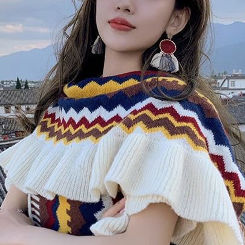 Tibetischer Schal mit Buddha Stonesn, bunt gestreift, Wellenlinie, Quasten, gemütlicher Winter-Reiseschal - image 17