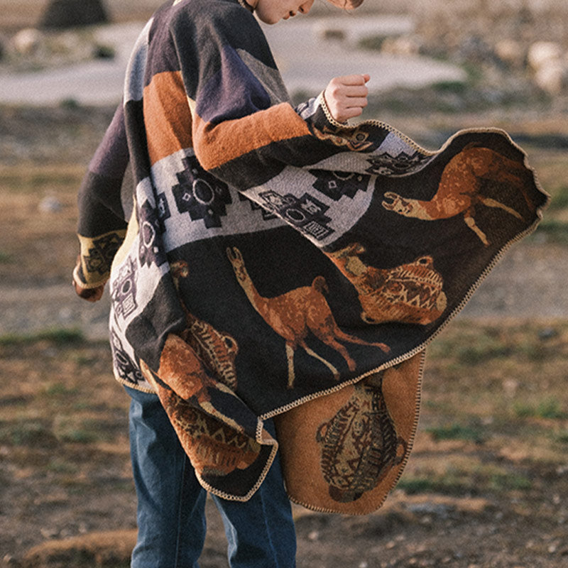 Buddha Stones Tibetischer Schal Hirsch Vase Geometrische Formen Winter Gemütlicher Reiseschal Wickel - image 3