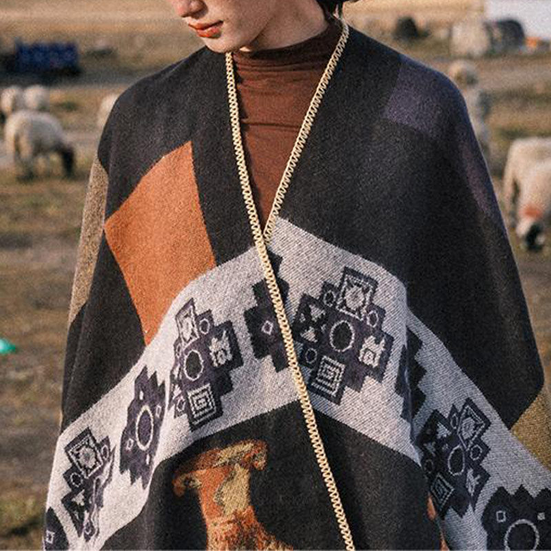 Buddha Stones Tibetischer Schal Hirsch Vase Geometrische Formen Winter Gemütlicher Reiseschal Wickel - image 9