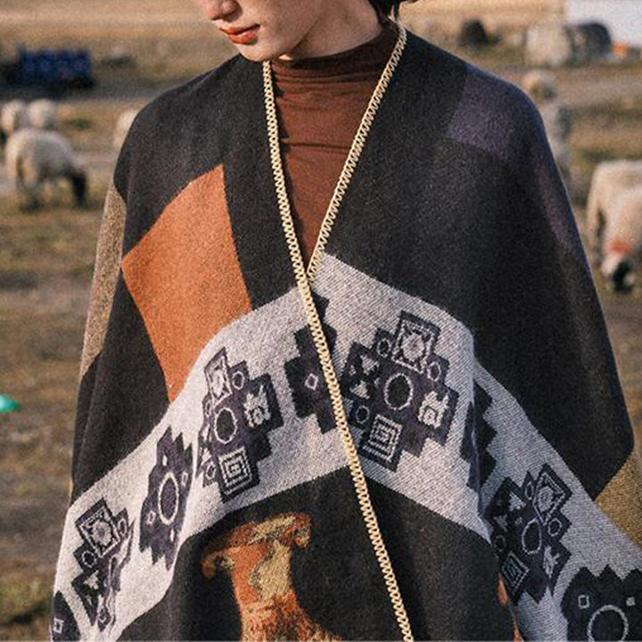 Buddha Stones Tibetischer Schal Hirsch Vase Geometrische Formen Winter Gemütlicher Reiseschal Wickel - image 9