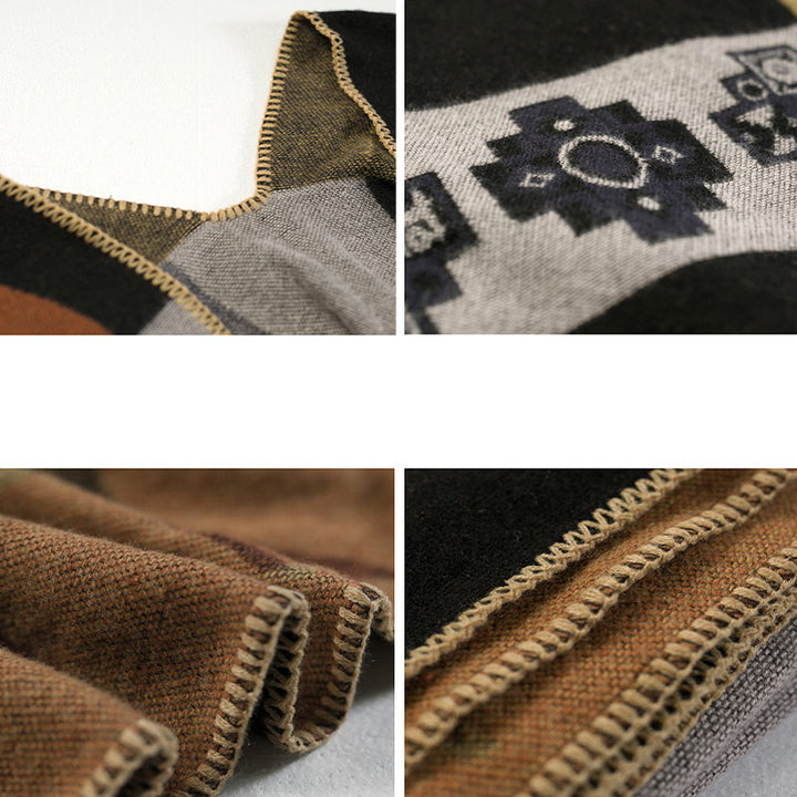 Buddha Stones Tibetischer Schal Hirsch Vase Geometrische Formen Winter Gemütlicher Reiseschal Wickel - image 6