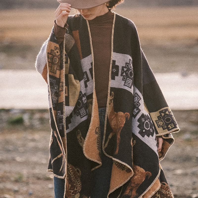Buddha Stones Tibetischer Schal Hirsch Vase Geometrische Formen Winter Gemütlicher Reiseschal Wickel - image 1