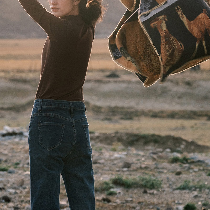 Buddha Stones Tibetischer Schal Hirsch Vase Geometrische Formen Winter Gemütlicher Reiseschal Wickel - image 14
