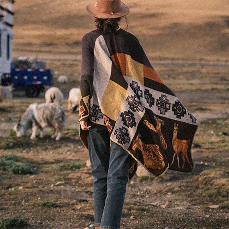 Buddha Stones Tibetischer Schal Hirsch Vase Geometrische Formen Winter Gemütlicher Reiseschal Wickel - image 13