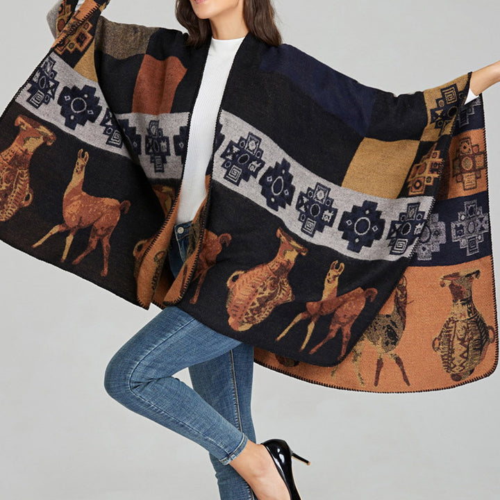 Buddha Stones Tibetischer Schal Hirsch Vase Geometrische Formen Winter Gemütlicher Reiseschal Wickel - image 15