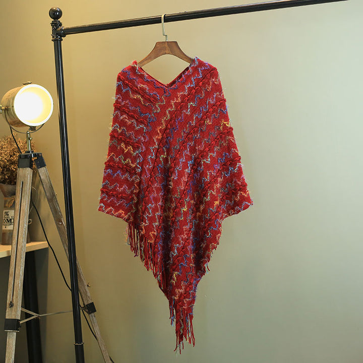Buddha Stones Tibetischer bunt gestreifter Schal mit Quasten, Pullover für den Winter, gemütlicher Reiseschal - image 19