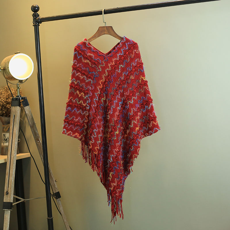 Buddha Stones Tibetischer bunt gestreifter Schal mit Quasten, Pullover für den Winter, gemütlicher Reiseschal - image 19