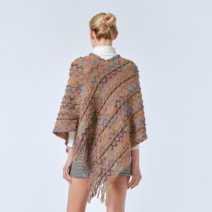 Buddha Stones Tibetischer bunt gestreifter Schal mit Quasten, Pullover für den Winter, gemütlicher Reiseschal - image 26