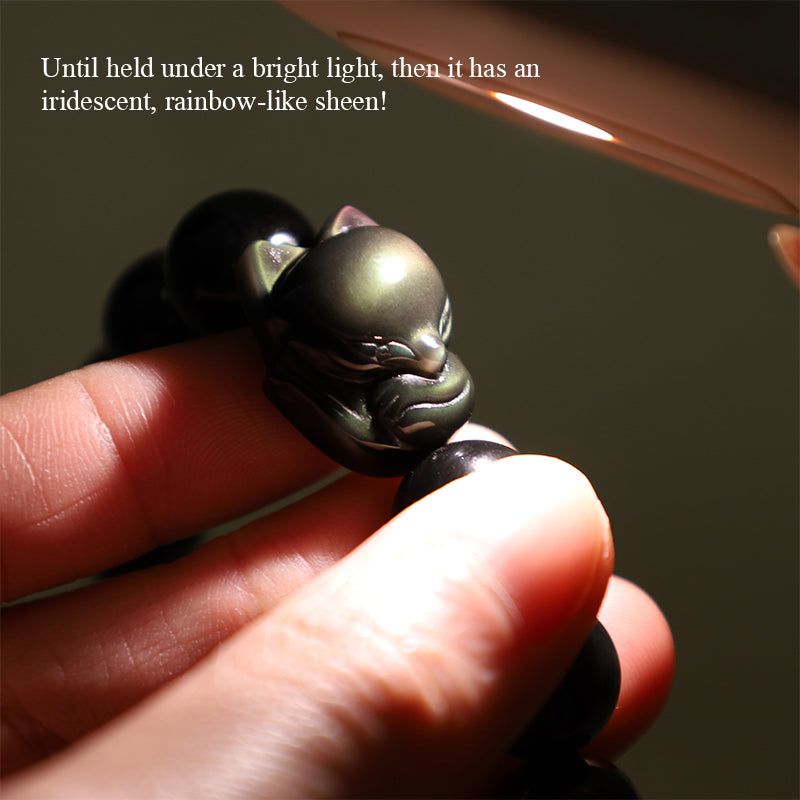 Buddha Stones Regenbogen-Obsidian-Fuchs-heilendes positives Armband - image 5