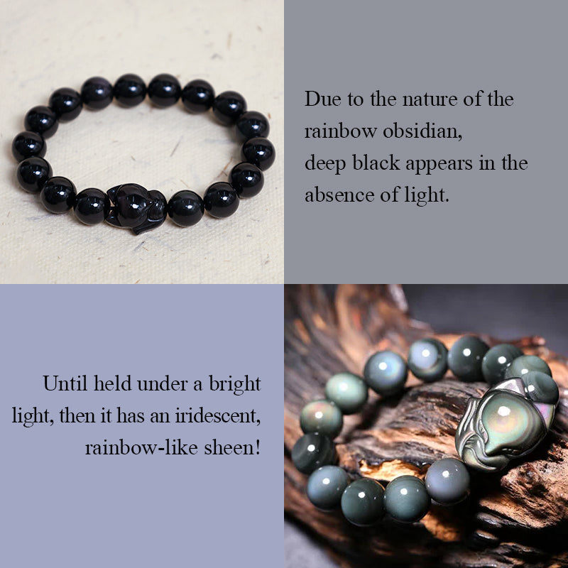 Buddha Stones Regenbogen-Obsidian-Fuchs-heilendes positives Armband - image 4