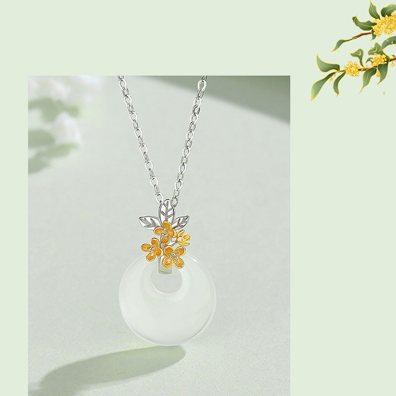 Buddha Stones 925 Sterling Silber Runder Chalcedon Zwölf Monate Blumenharmonie Halskettenanhänger - image 19