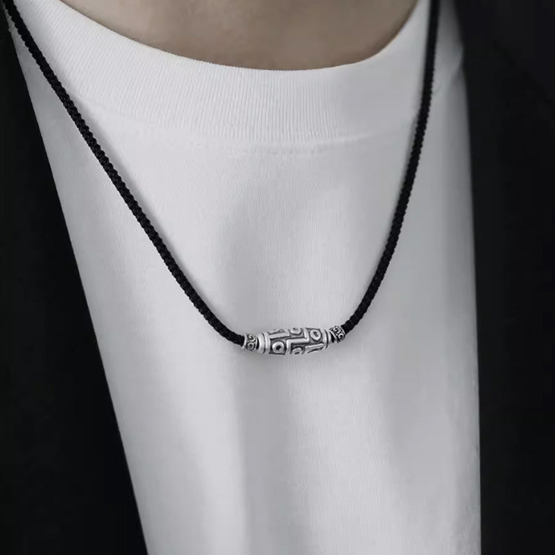 Buddha Stones 999 Sterling Silber Neun-Augen-Dzi-Perlenmuster-Schutzseil-Halskettenanhänger - image 11