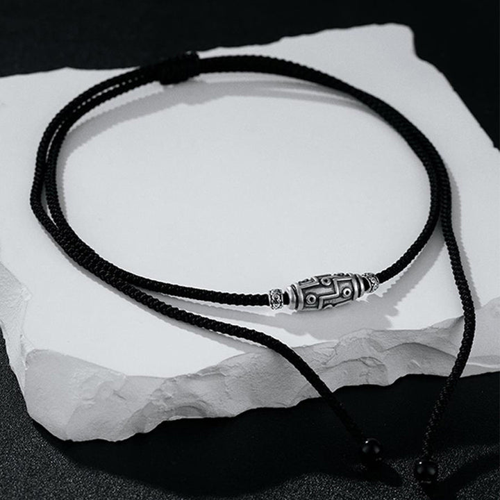 Buddha Stones 999 Sterling Silber Neun-Augen-Dzi-Perlenmuster-Schutzseil-Halskettenanhänger - image 3