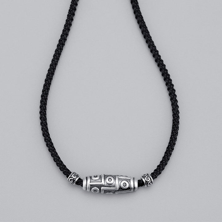 Buddha Stones 999 Sterling Silber Neun-Augen-Dzi-Perlenmuster-Schutzseil-Halskettenanhänger - image 16
