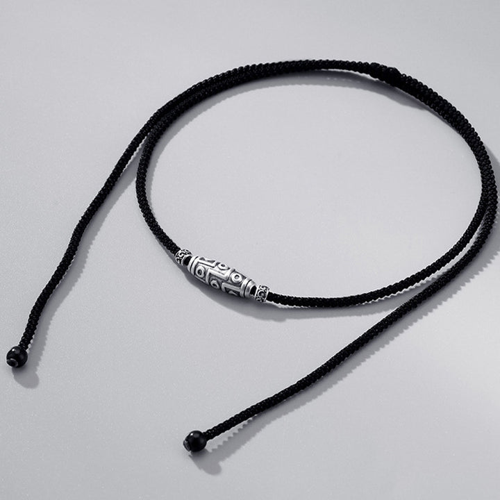 Buddha Stones 999 Sterling Silber Neun-Augen-Dzi-Perlenmuster-Schutzseil-Halskettenanhänger - image 9