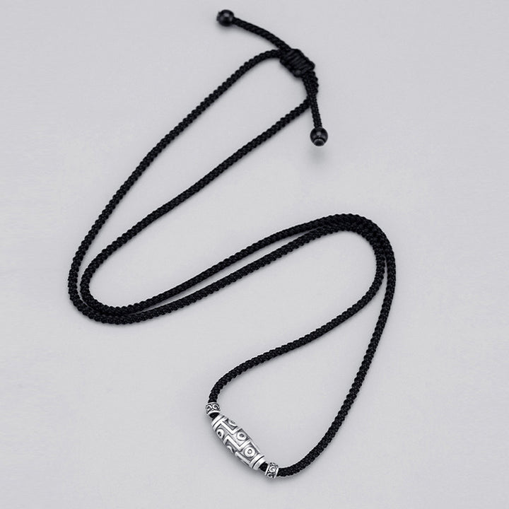 Buddha Stones 999 Sterling Silber Neun-Augen-Dzi-Perlenmuster-Schutzseil-Halskettenanhänger - image 4