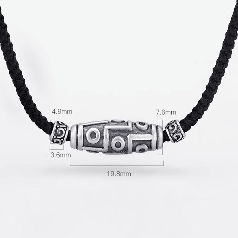 Buddha Stones 999 Sterling Silber Neun-Augen-Dzi-Perlenmuster-Schutzseil-Halskettenanhänger - image 17