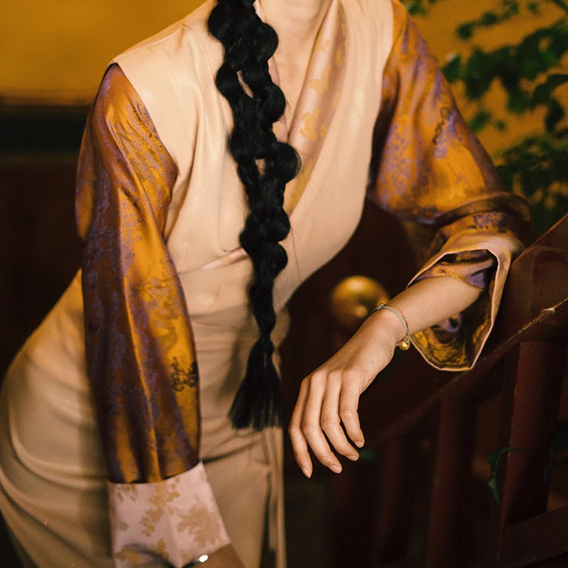 Buddha Stones Tibetisches Kleid Kleidung Lhasa Butterfly Top Kleid Verbesserte Hanfu Damenkleidung