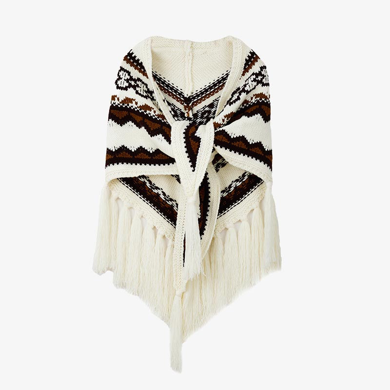 Buddha Stones Tibetischer Dreiecksschal, gestreift, Quasten, Winter, gemütlich, Reiseschal, Wickeltuch - image 12