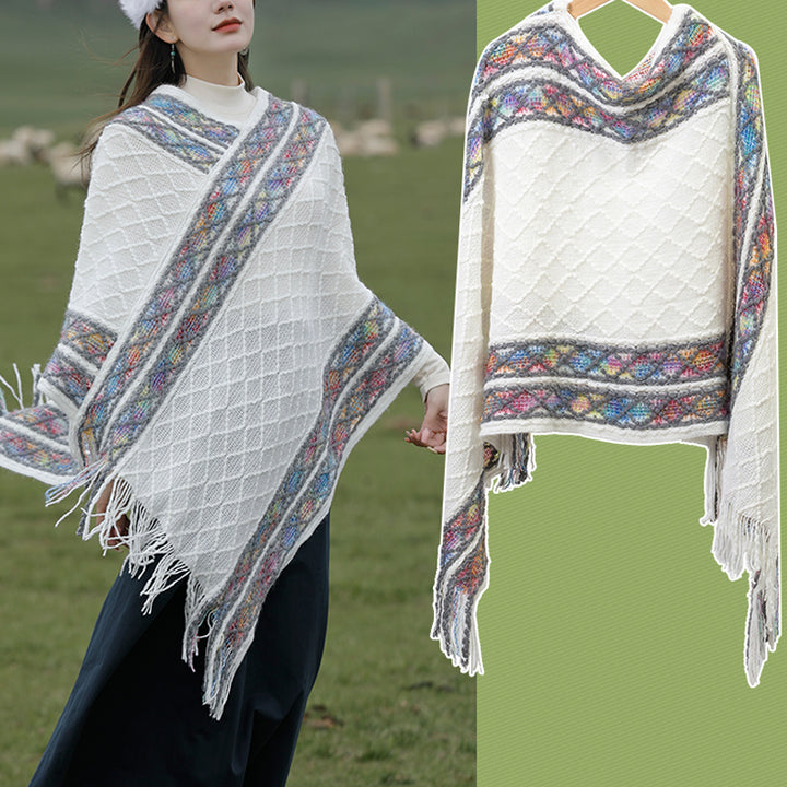 Schal mit Buddha Stonesn, tibetisch, bunt, gestreift, Rautenmuster, Quasten, Pullover, Winter, gemütlich, Reiseschal, Wickeltuch - image 4