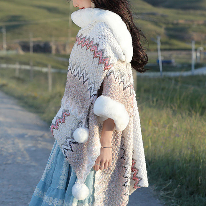 Buddha Stones Tibetischer mehrfarbiger Wellenlinien-Strickschal, gestreift, Wintermantel, gemütlicher Reiseschal - image 27