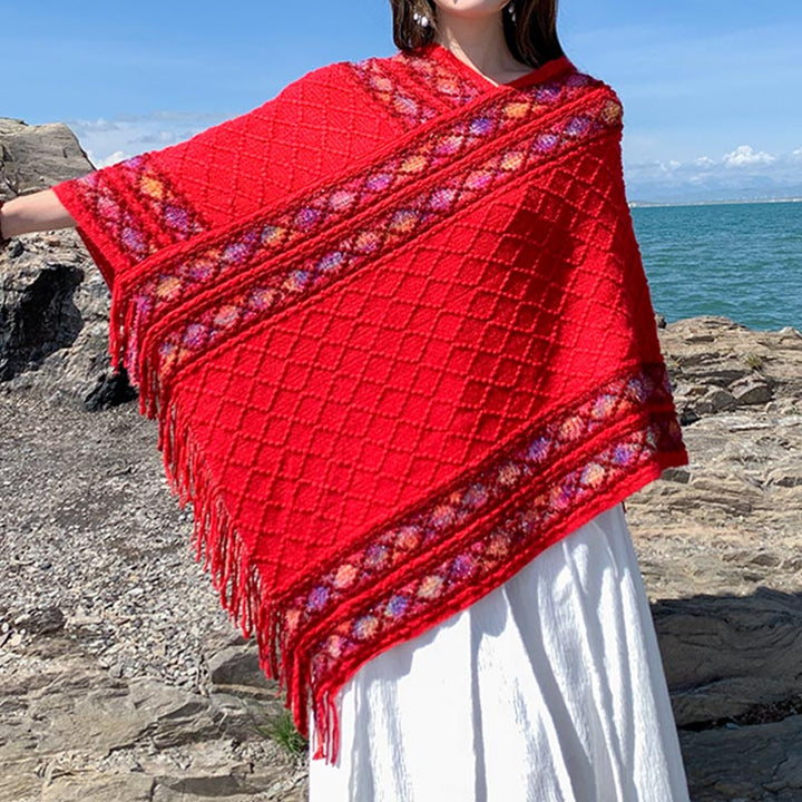 Schal mit Buddha Stonesn, tibetisch, bunt, gestreift, Rautenmuster, Quasten, Pullover, Winter, gemütlich, Reiseschal, Wickeltuch - image 16